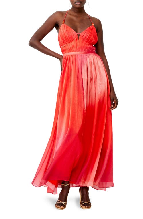 Darryl Hallie Crinkle Maxi Dress in Lava Red