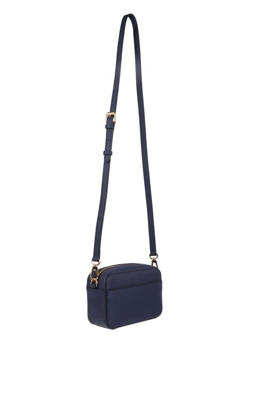 Shop Hyer Goods Upcycled Leather Crossbody Camera Bag In Navy Blue