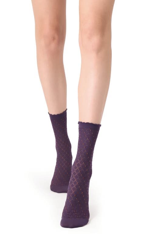 Shop Oroblu Lovely Quarter Socks In Deep Violet