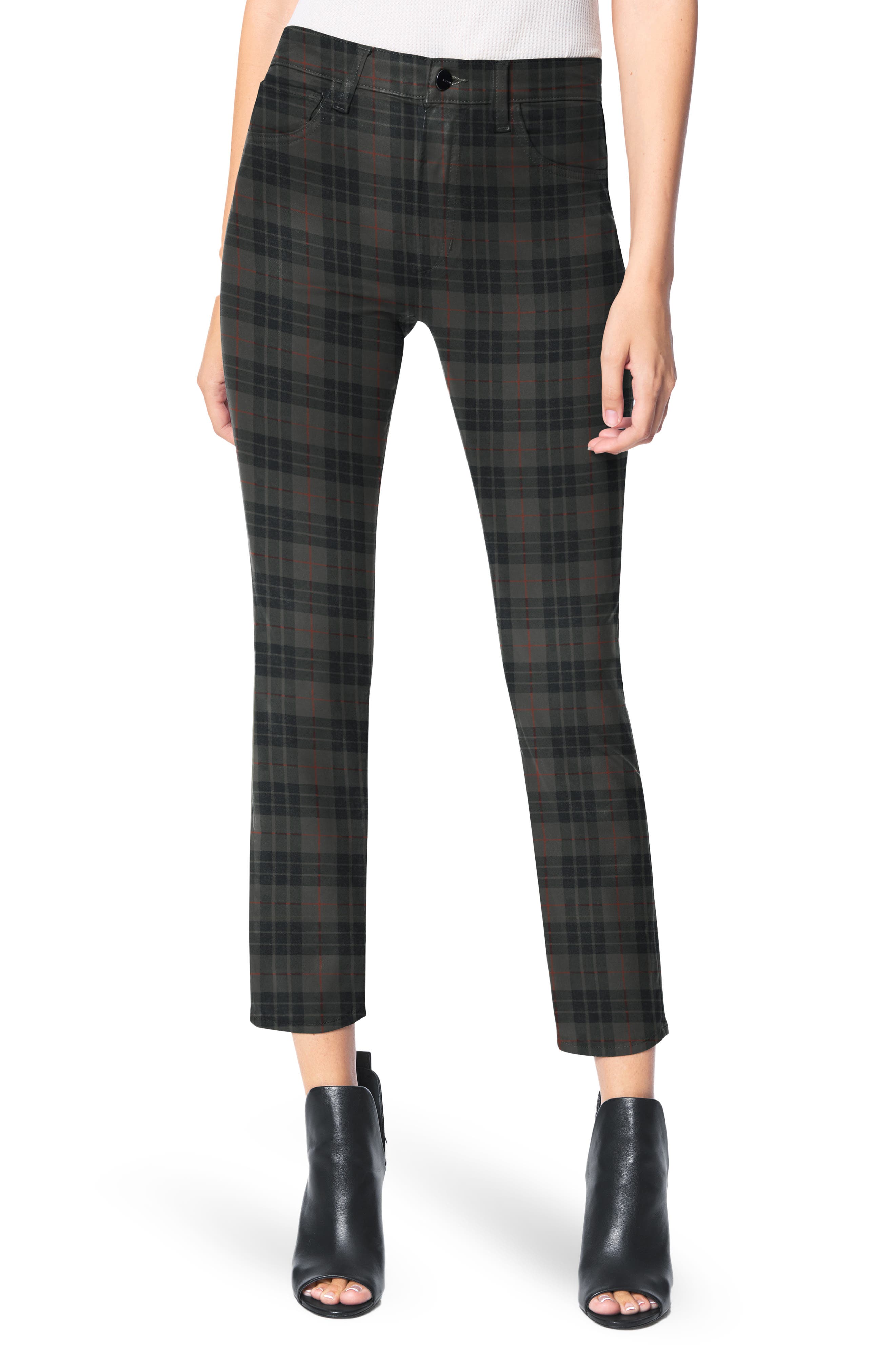 Joe's High Rise Plaid Print Ankle Jeans 