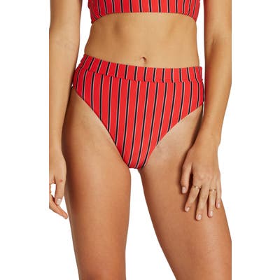 Billabong Hot For Now High Waist Swim Bottoms, Red