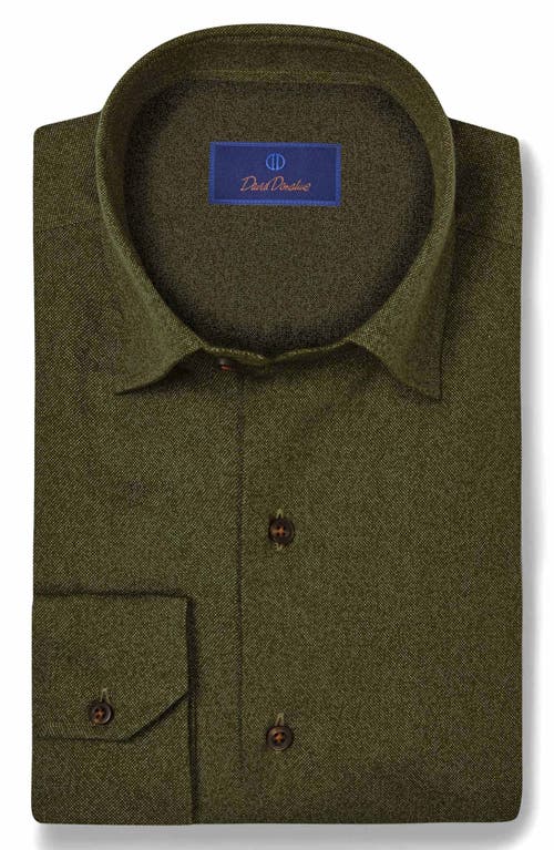 David Donahue Tonal Bird's Eye Dress Shirt in Forest 