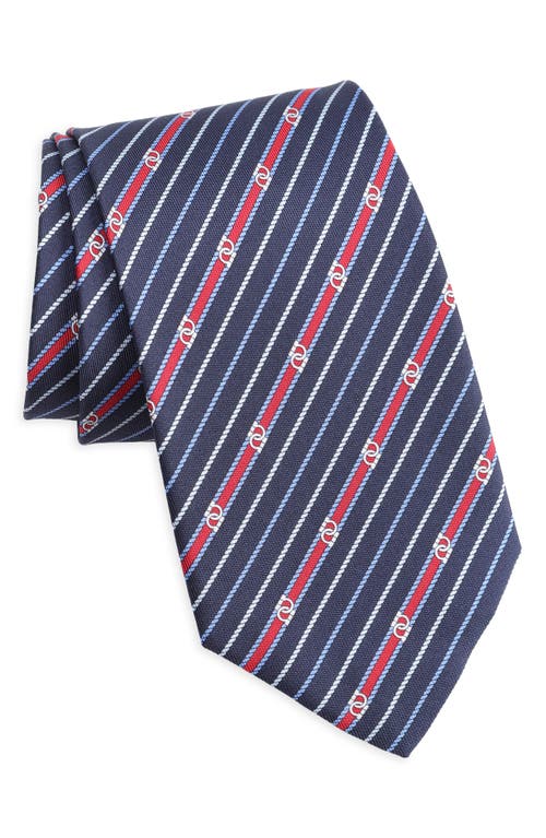 Shop Ferragamo Treccia Silk Tie In Navy