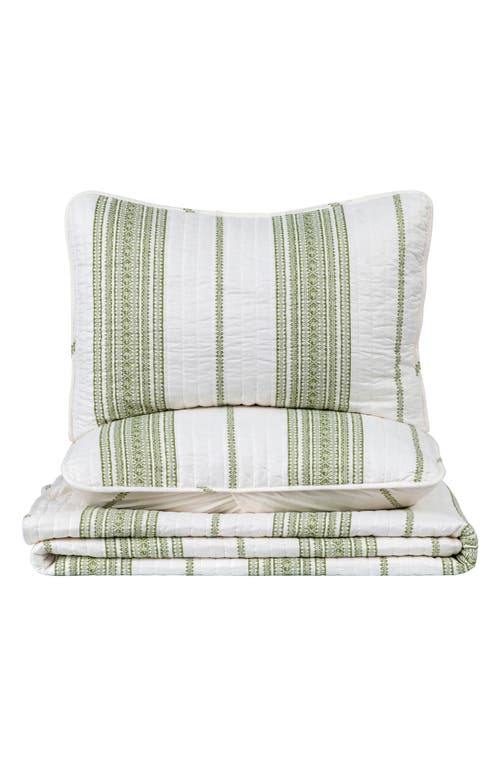 Shop Woven & Weft Farmhouse Stripe Quilt & Sham Set In White/green