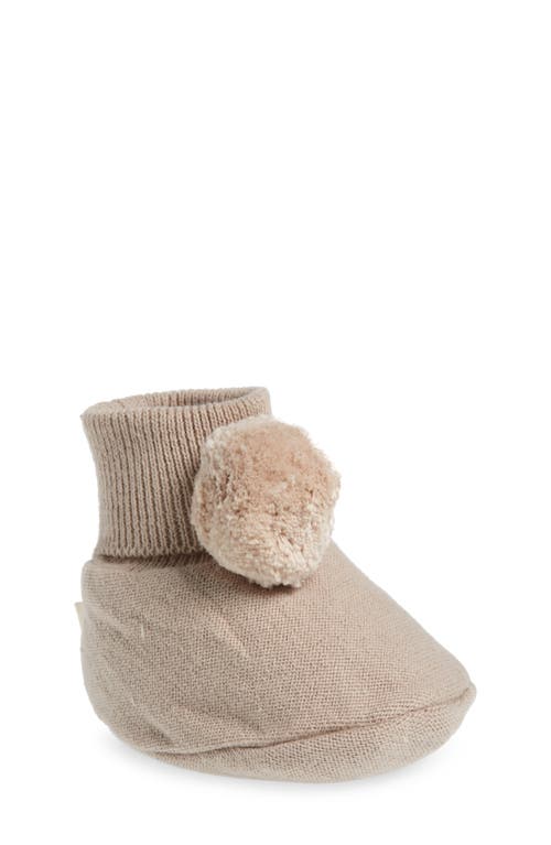 Pink Lemonade Pompom Cotton Bootie in Rice at Nordstrom