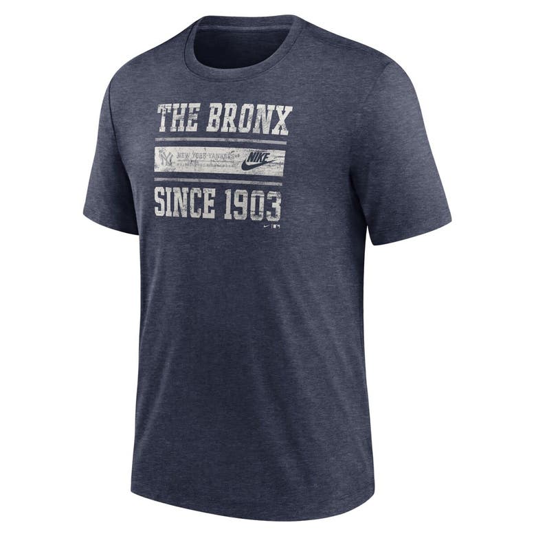 Shop Nike Heather Navy New York Yankees Cooperstown Collection Local Stack Tri-blend T-shirt