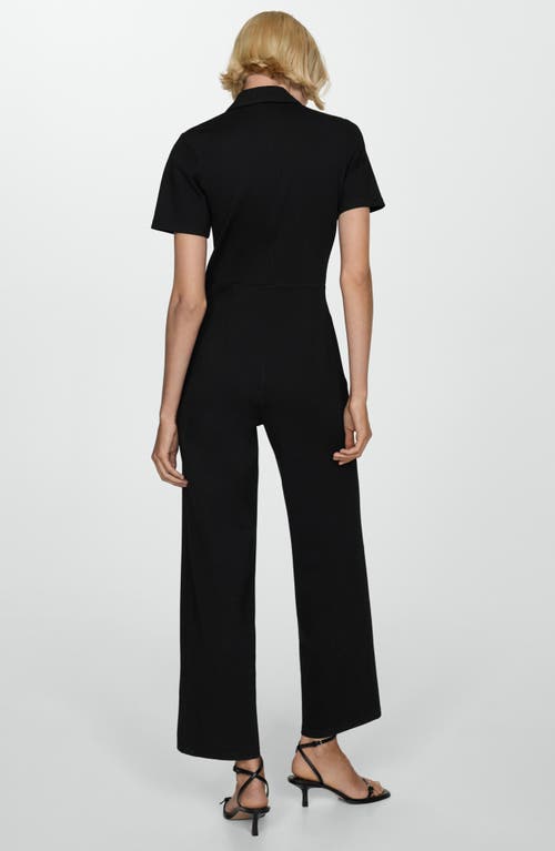 Mango Pocket Wide Leg Jumpsuit In Black