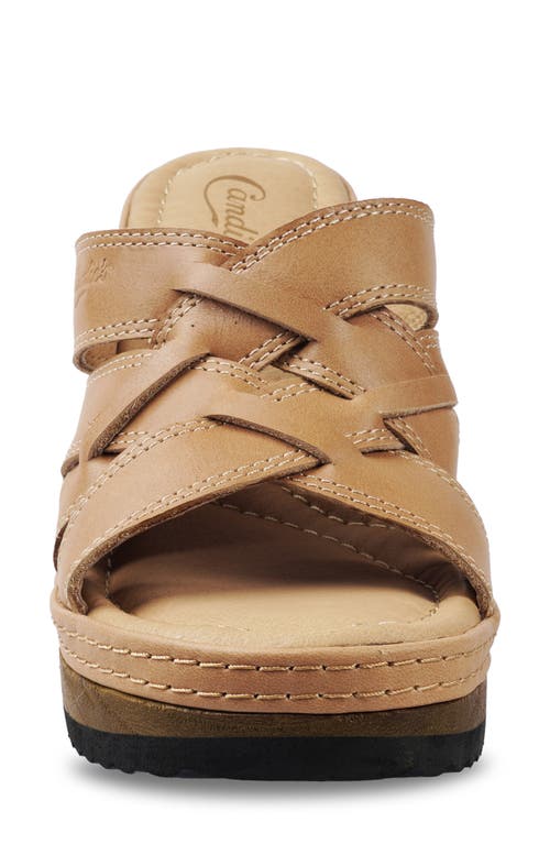 Candies Candie's Fiore Platform Slide Sandal In Natural Leather