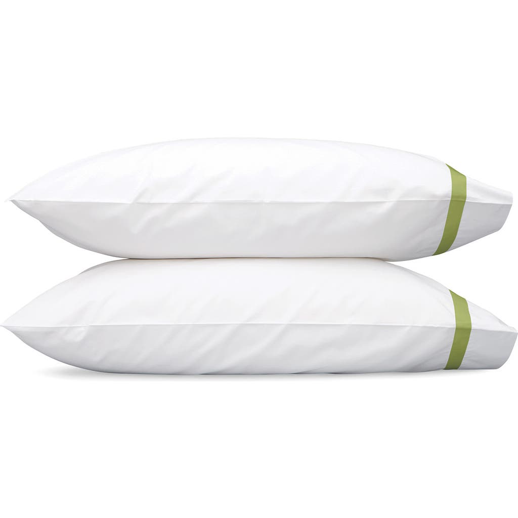 Matouk Lowell 600 Thread Count Set Of 2 Pillowcases In White/grass