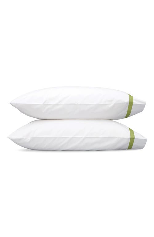 Matouk Lowell 600 Thread Count Set of 2 Pillowcases in White/Grass at Nordstrom