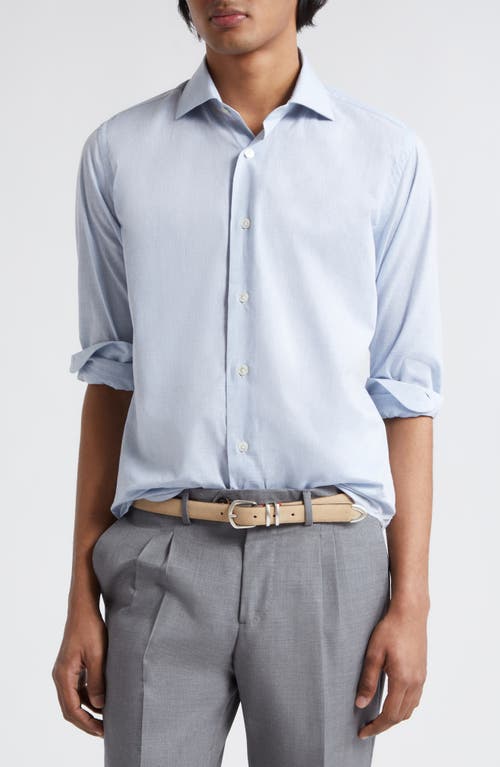 Eleventy Cotton & Linen Button-Up Shirt Baby Blue at Nordstrom,