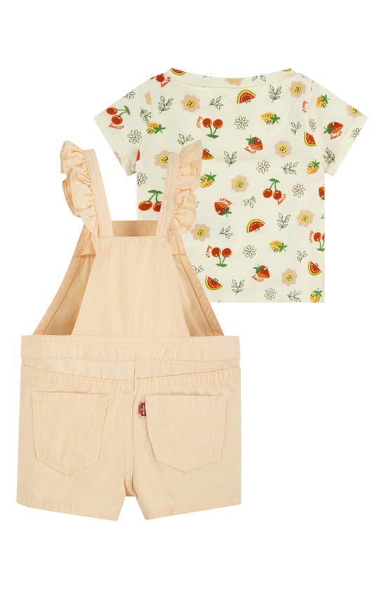 Shop Levi's® Ruffle Overalls & Graphic T-shirt Set In Pale Peach