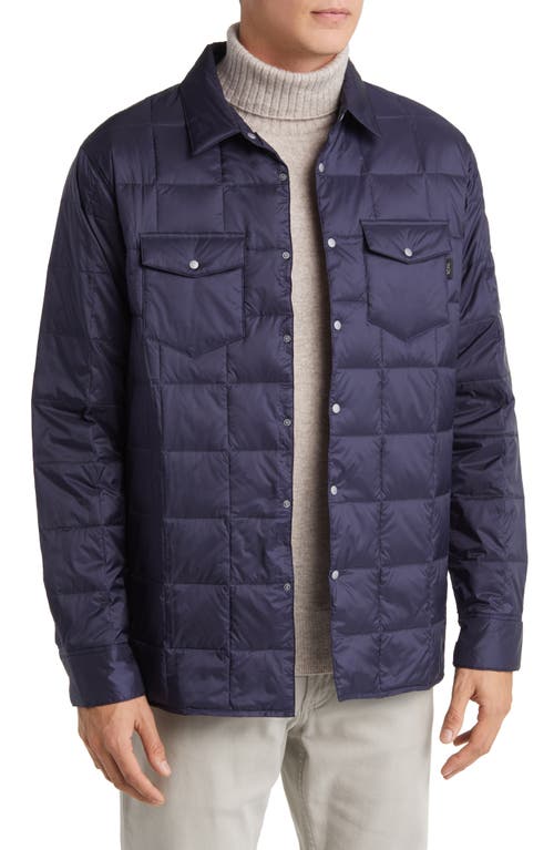 Quilted Down Shirt Jacket in Navy