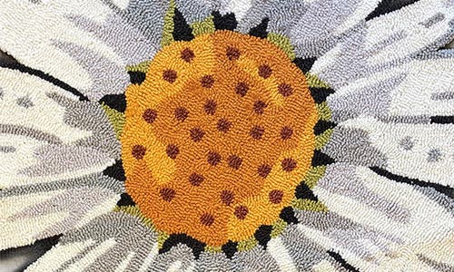 R16 Home Happy Daisy Round Doormat In White Yellow