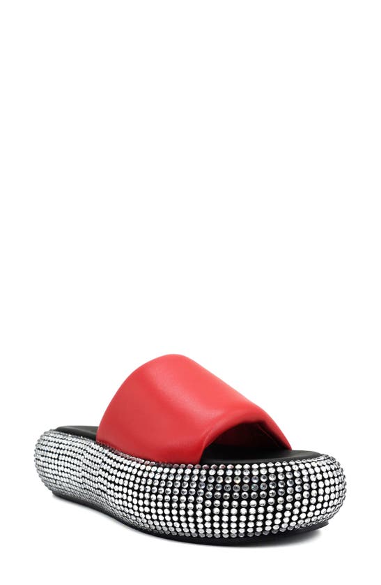 Zigi Sharpay Platform Slide Sandal In Red Leather