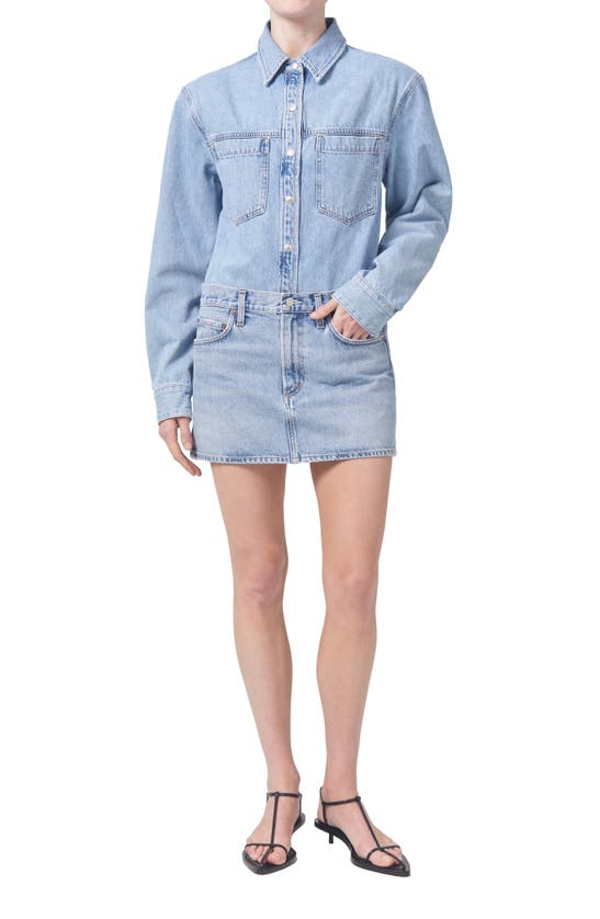 Shop Agolde Alek Denim Miniskirt In Force