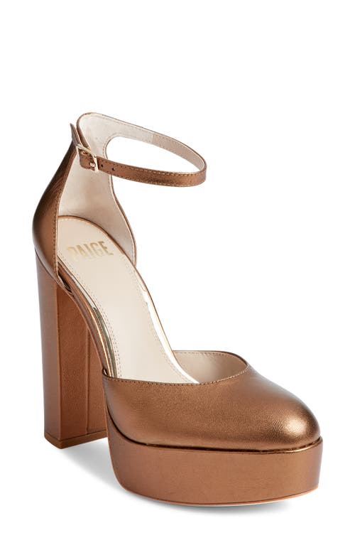 PAIGE Molly Ankle Strap Platform Pump in Bronze