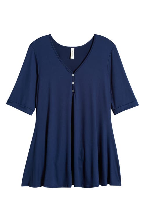 Shop 24seven Comfort Apparel Three-button Tunic In Navy