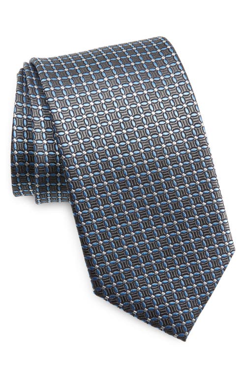 David Donahue Neat Silk Tie in Charcoal at Nordstrom
