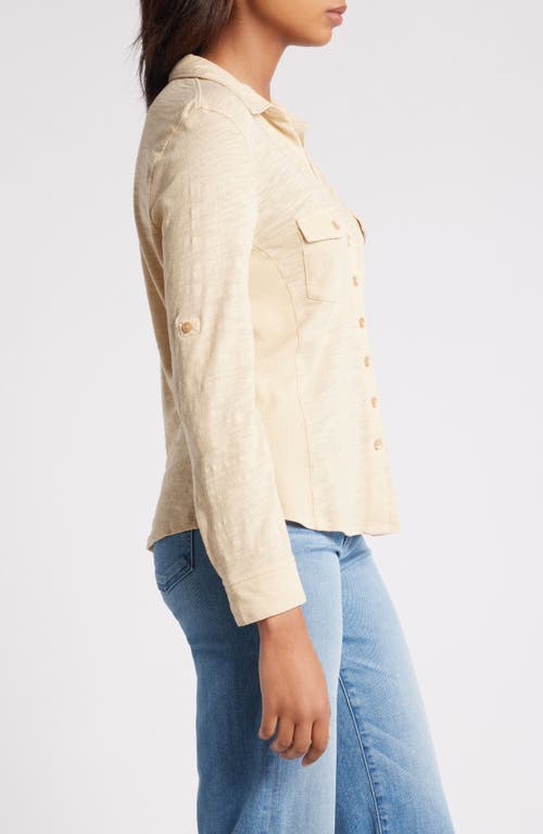 Shop Caslonr Caslon(r) Roll Tab Knit Shirt In Tan Safari