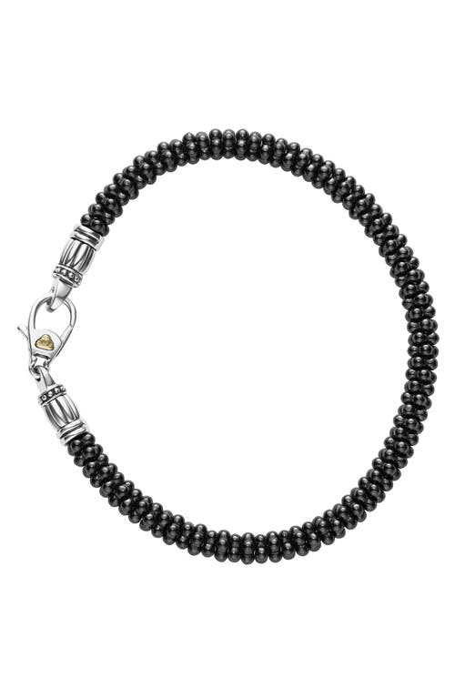 Shop Lagos Black & White Ceramic Caviar Bracelet In Black/gold