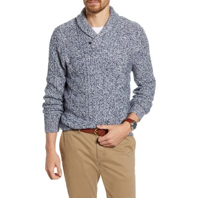 1901 Shawl Collar Melange Pullover, Blue