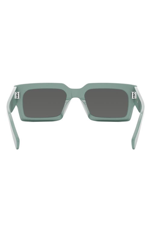 Shop Celine 54mm Rectangular Sunglasses In Shiny Light Green/smoke