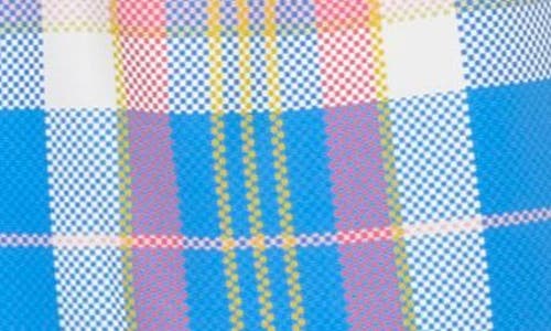 Lacoste Quick Dry Colored Check Swim Trunks In Fiji/multicolor