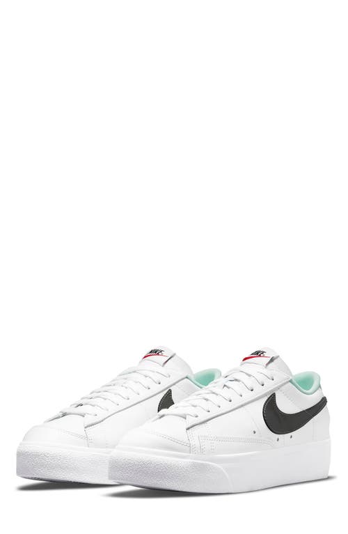 Nike Blazer Low Platform Sneaker in White/Silver/Mint Foam