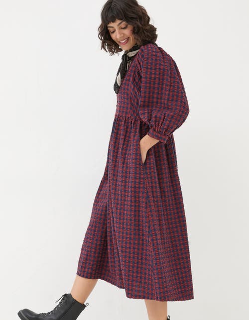 Shop Fatface Ceil Gingham Midi Dress In Dark Red