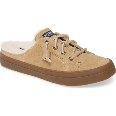 Sperry Crest Vibe Faux Fur Trim Mule Sneaker, Beige