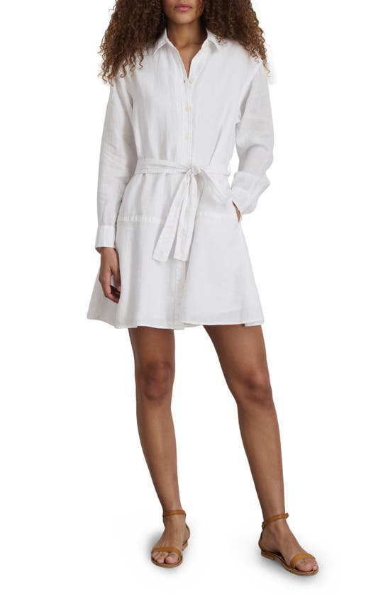 Shop Alex Mill Lili Tie Belt Long Sleeve Linen Shirtdress In White
