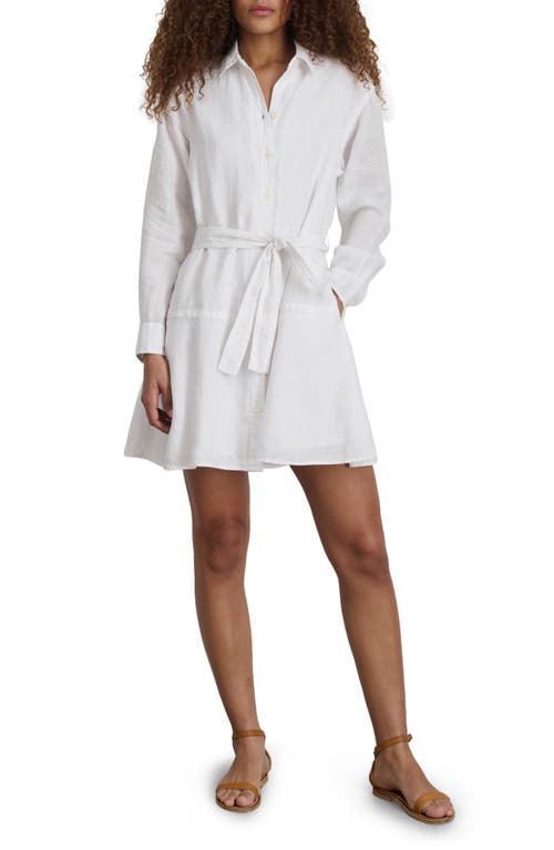 Alex Mill Lili Tie Belt Long Sleeve Linen Shirtdress White at Nordstrom,