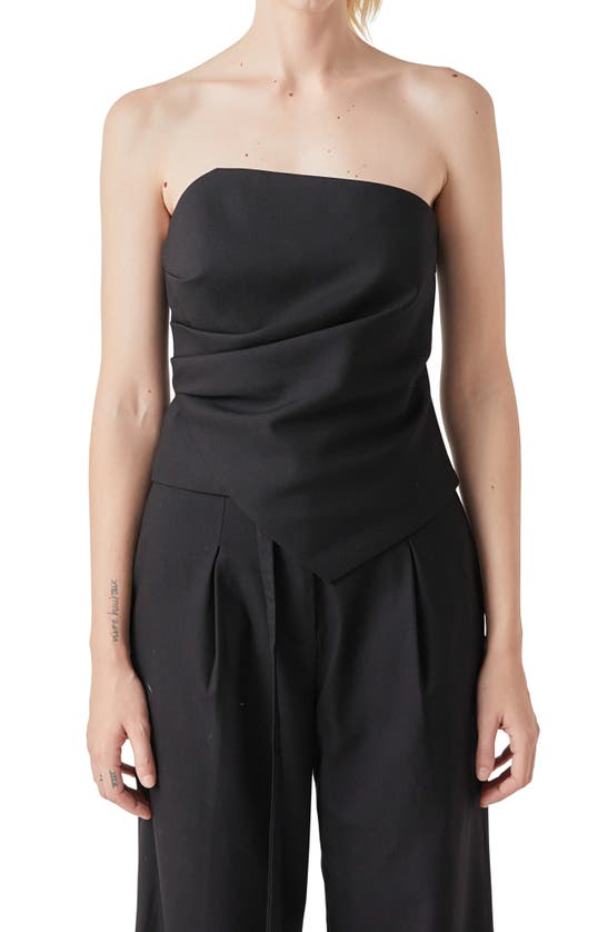 Grey Lab Draped Corset Top In Black