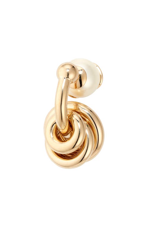 Shop Valentino Garavani Vlogo Signature Imitation Pearl Huggie Hoop Earrings In Oro/cream