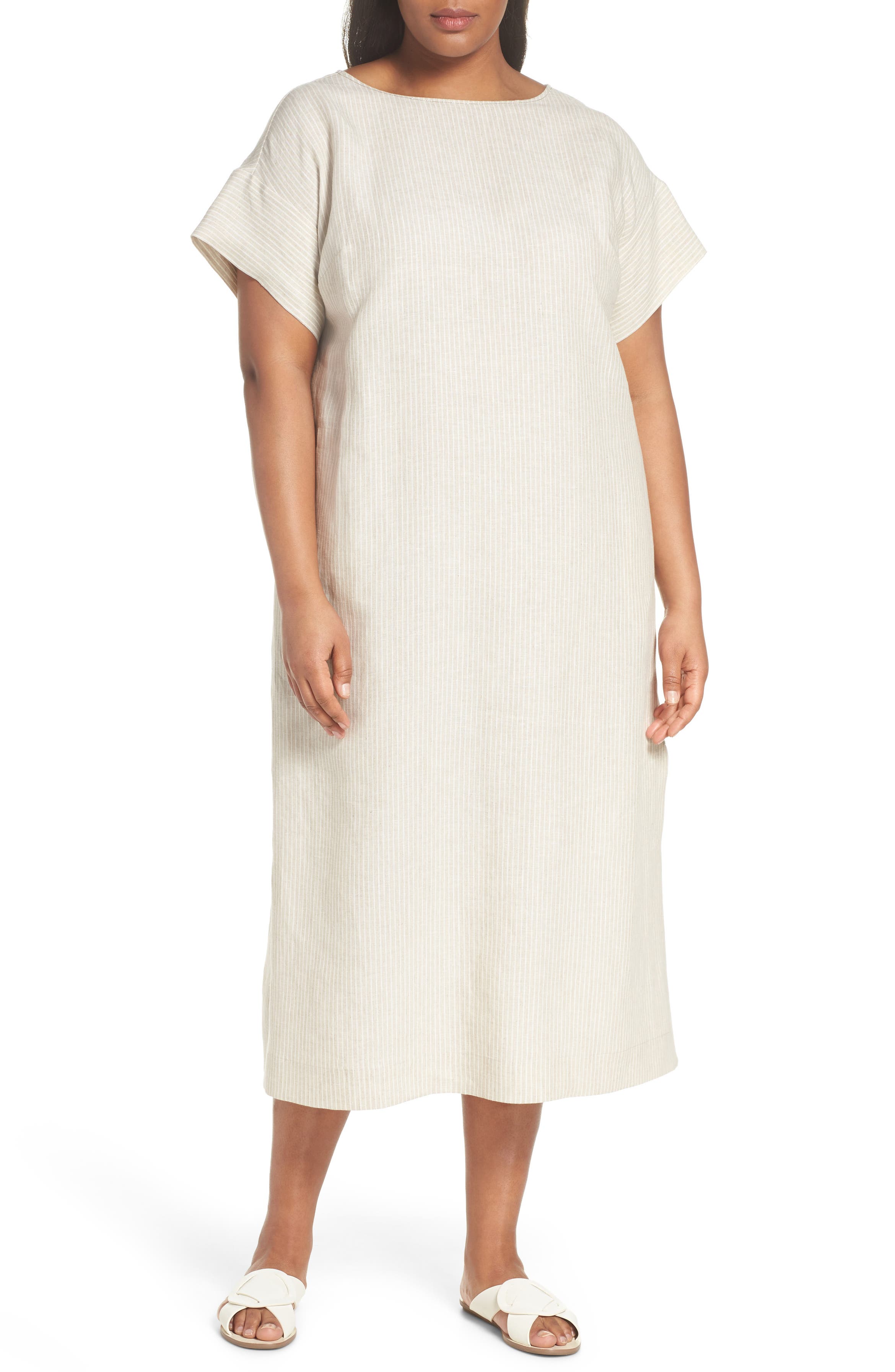 Lafayette 148 New York Emiline Stripe Linen Dress (Plus Size) | Nordstrom