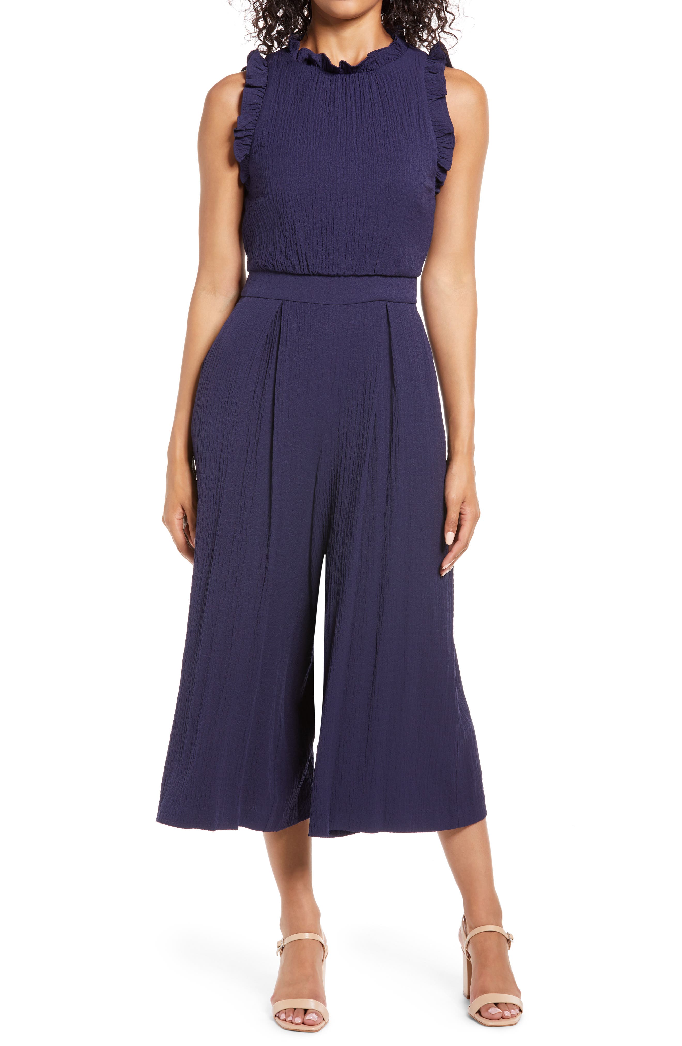 vince camuto ruffle jumpsuit