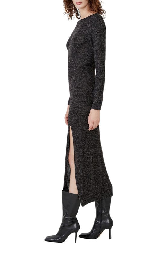 Bardot Melangé Knit Long Sleeve Dress In Charcoal