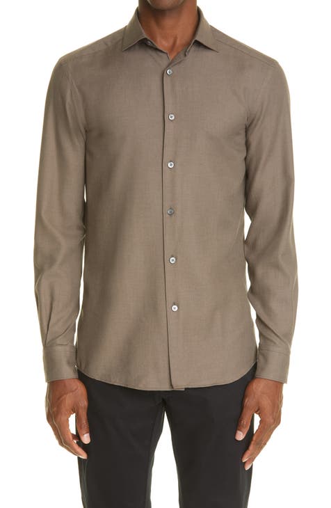 Brown Multi Colorful Men'S Dress Shirt main image 1