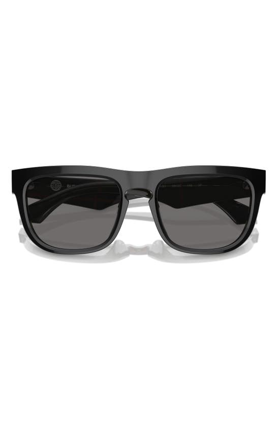 Shop Burberry 56mm Polarized Square Sunglasses In Shiny Black