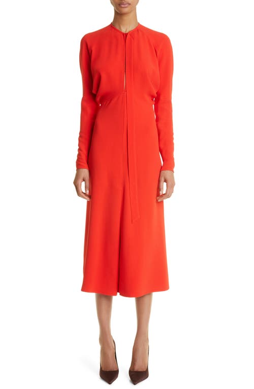 Victoria Beckham Updated Dolman Long Sleeve Fluid Cady Midi Dress in Tomato