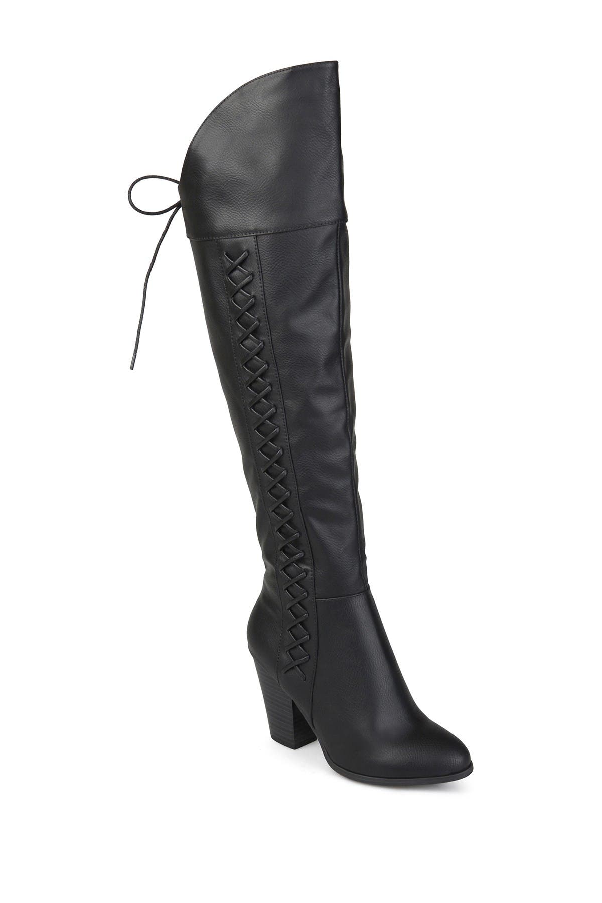 over the knee black wide calf boots