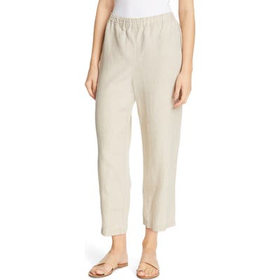Petite Eileen Fisher Cropped Linen Pants, Ivory
