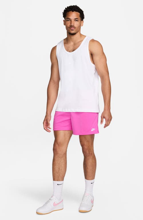 Shop Nike Club Flow Mesh Athletic Shorts In Playful Pink/white