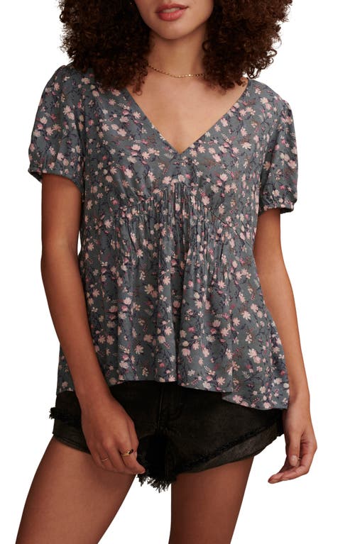 Lucky Brand Floral Print Short Sleeve Top Multi at Nordstrom,