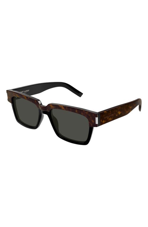 Shop Saint Laurent Vadim 54mm Rectangular Sunglasses In Havana