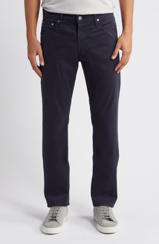 Shop Ag Everett Sueded Stretch Sateen Slim Straight Leg Pants In New Navy