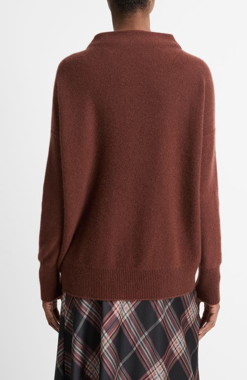 Shop Vince Boiled Cashmere Funnel Neck Pullover In Deep Rosewood