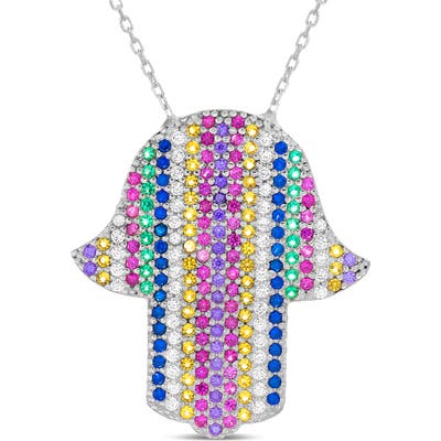Lesa Michele Multicolor Hamsa Pendant Necklace