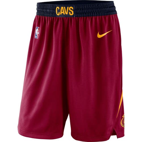 Men's Nike Wine Cleveland Cavaliers Icon Swingman Basketball Shorts in Maroon